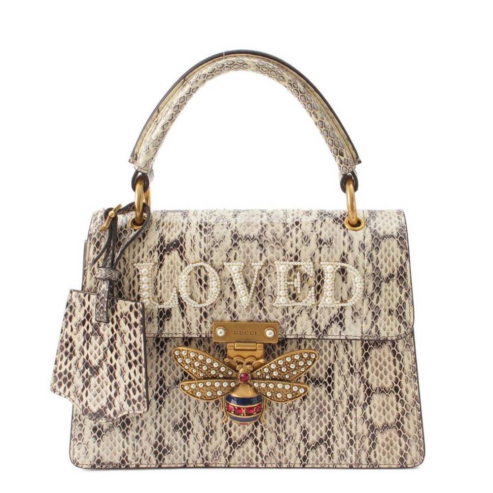 Gucci Nam Queen Margaret LOVED Python handbag Beige